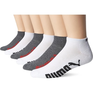 PUMA Men’s 6 Pack Low Cut Socks(Black/Red)