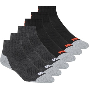 PUMA Men’s 6 Pack Quarter Crew Socks(Black/Dark Grey)