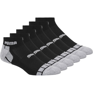 PUMA Men’s 6 Pack Quarter Crew Socks(Black/Grey)