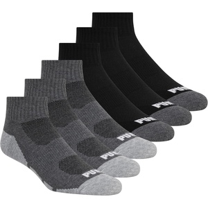PUMA Men’s 6 Pack Quarter Crew Socks(Black/Grey Combo)