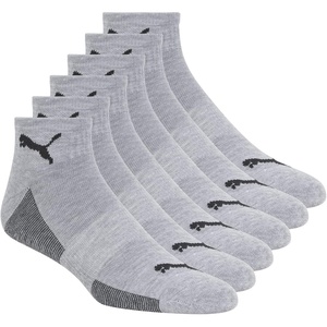 PUMA Men’s 6 Pack Quarter Crew Socks(Grey/Black)