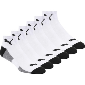 PUMA Men’s 6 Pack Quarter Crew Socks(White/Black)