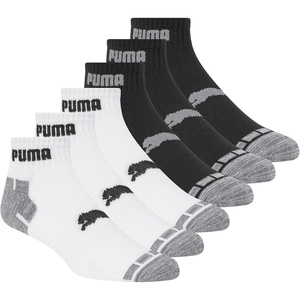PUMA Men’s 6 Pack Quarter Crew Socks(White/Black/Grey)