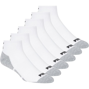 PUMA Men’s 6 Pack Quarter Crew Socks(White/Grey Detail)