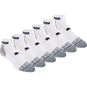 PUMA Men’s 6 Pack Quarter Crew Socks(White/Grey/Black Detail)