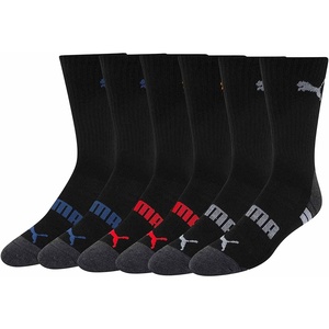 PUMA Men’s Crew Socks (6-Pack)(Black (Color Logos))