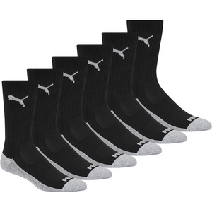 PUMA Men’s Crew Socks (6-Pack)(Black/Gray)