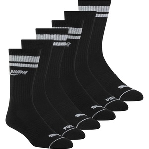 PUMA Men’s Crew Socks (6-Pack)(Black/Grey Detail)