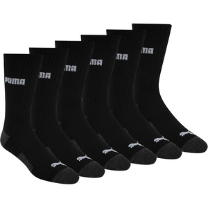 PUMA Men’s Crew Socks (6-Pack)(Black/Grey Logo)