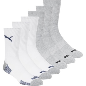 PUMA Men’s Crew Socks (6-Pack)(White/Grey)