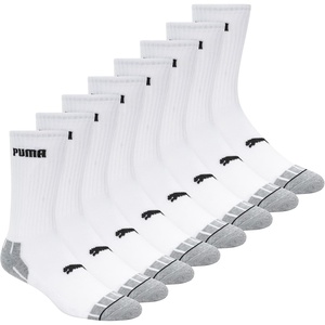 PUMA Men’s Men’s Crew Socks (8-pack)(White/Black)