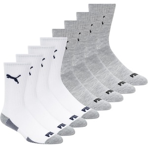 PUMA Men’s Men’s Crew Socks (8-pack)(White/Grey)