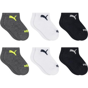 PUMA Unisex Baby 6-pack Infant Anklet Socks, Extra Cushion & Comfort-toe(Grey Heather/Club Navy/White/Safety Yellow)
