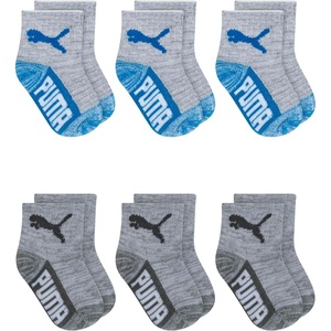 PUMA Unisex Baby 6-pack Infant Anklet Socks, Extra Cushion & Comfort-toe(Grey/Blue)