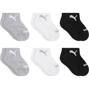 PUMA Unisex Baby 6-pack Infant Anklet Socks, Extra Cushion & Comfort-toe(Light Heather Grey/White/Black)