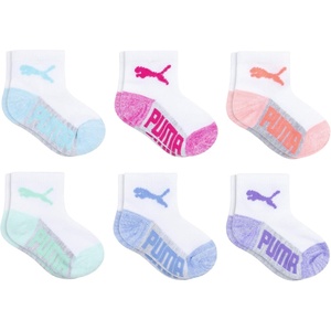 PUMA Unisex Baby 6-pack Infant Anklet Socks, Extra Cushion & Comfort-toe(Multicolor)