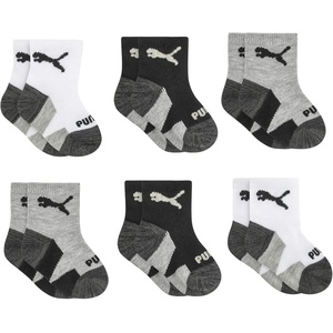 PUMA Unisex Baby 6-pack Infant Anklet Socks, Extra Cushion & Comfort-toe(White/Black)