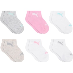 PUMA Unisex Baby 6-pack Infant Anklet Socks, Extra Cushion & Comfort-toe(White/Oatmeal/Cool Heather/Cotton Candy)