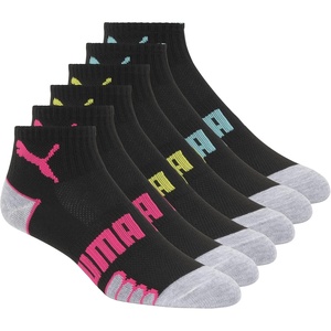 PUMA Women’s 6 Pack Quarter Crew Socks(Black)