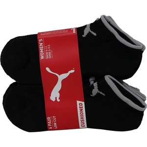 PUMA Women’s 6 Pack Runner Socks(Black-grey)