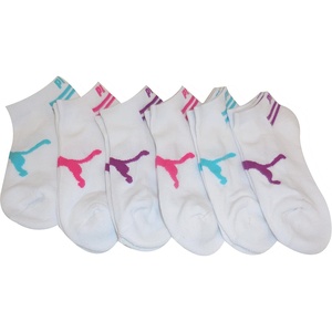 PUMA Women’s 6 Pack Runner Socks(White/Purple)