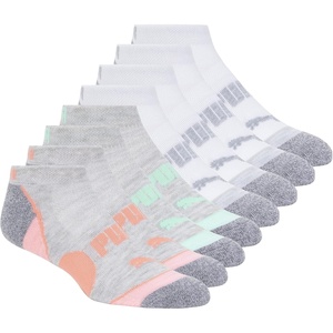 PUMA Women’s 8 Pack Low Cut Socks(Steel Grey/Orange)