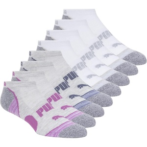 PUMA Women’s 8 Pack Low Cut Socks(Steel Grey/Rosey Orchid)