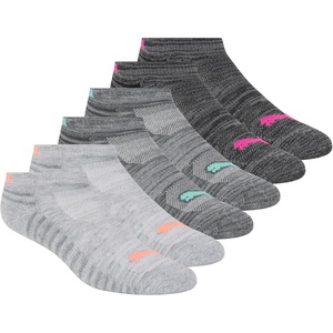 PUMA Women’s Low Cut Socks (6-Pack)(Grey Orange)