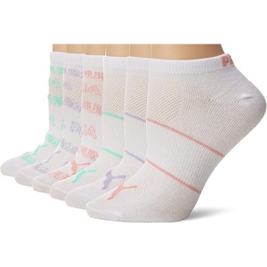 PUMA Women’s Low Cut Socks (6-Pack)(White/Light Purple)