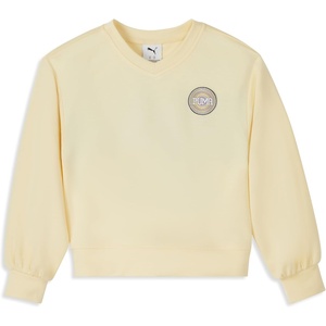 PUMA girls Long Sleeve Sweater, Crewneck Pullover, Soft Knit Fabric(Creamy Vanilla)