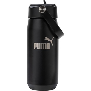 PUMA unisex-adult 18oz Insulated Stainless Steel Water Bottle With Straw & Carry Handle(Black)