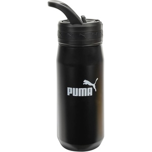 PUMA unisex-adult 18oz Insulated Stainless Steel Water Bottle With Straw & Carry Handle(Black/Black)