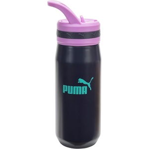 PUMA unisex-adult 18oz Insulated Stainless Steel Water Bottle With Straw & Carry Handle(Blue Jewel/Mauve Pop)