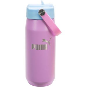 PUMA unisex-adult 18oz Insulated Stainless Steel Water Bottle With Straw & Carry Handle(Mauve Pop/Vibrant Blue)