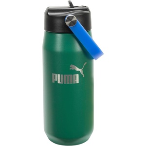 PUMA unisex-adult 18oz Insulated Stainless Steel Water Bottle With Straw & Carry Handle(Wild Green/Mountain Blue/Black)