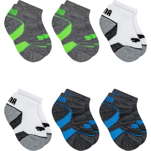 PUMA unisex-baby 6 Pack No Show Socks(Grey/Green)