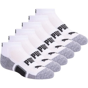 PUMA unisex-child 6 Pairs Low Cut Socks(White)