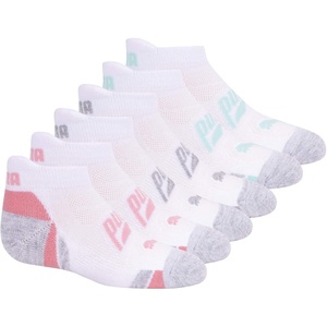 PUMA unisex-child 6 Pairs Low Cut Socks(White/Light Pink)