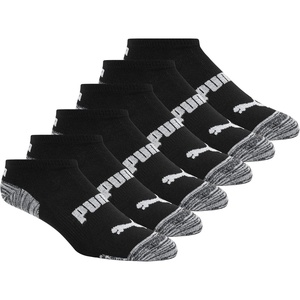 PUMA womens Low Cut 6 Pack No Show Socks, Black/Grey, 9 11 US