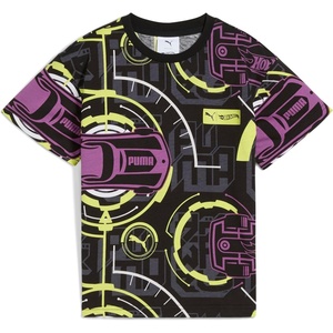 Puma Boys’ Short Sleeve Cotton Graphic T-Shirt, Crewneck(Black – Hot Wheels)