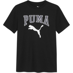 Puma Boys’ Short Sleeve Cotton Graphic T-Shirt, Crewneck(Black)