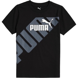 Puma Boys’ Short Sleeve Cotton Graphic T-Shirt, Crewneck(Black/Grey)