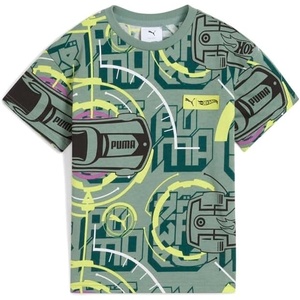 Puma Boys’ Short Sleeve Cotton Graphic T-Shirt, Crewneck(Green Moon – Hot Wheels)