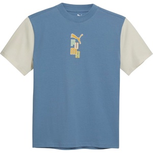 Puma Boys’ Short Sleeve Cotton Graphic T-Shirt, Crewneck(Light Blue)