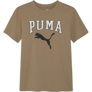 Puma Boys’ Short Sleeve Cotton Graphic T-Shirt, Crewneck(Light Brown)