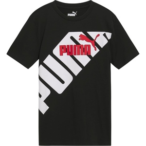Puma Boys’ Short Sleeve Cotton Graphic T-Shirt, Crewneck(Puma Black)