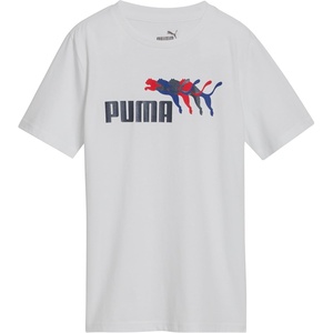 Puma Boys’ Short Sleeve Cotton Graphic T-Shirt, Crewneck(Puma White)