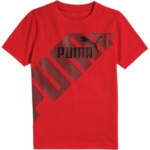 Puma Boys’ Short Sleeve Cotton Graphic T-Shirt, Crewneck(Red/Navy)