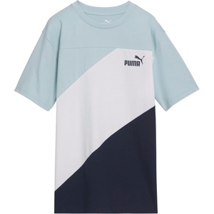 Puma Boys’ Short Sleeve Cotton Graphic T-Shirt, Crewneck(Turquoise Colorblock)