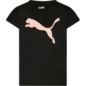 Puma Girls Core Logo Short Sleeve T-Shirt, Crewneck, Soft and Lightweight(Black Cat)